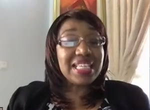 A screenshot of Dr. Eleanor Nwadinobi during a Zoom conference session